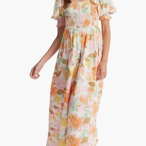 BILLABONG Floral Maxi Dress with Puff Sleeves